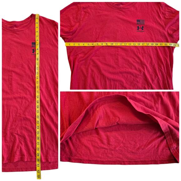 Red Flag Tshirt UA Freedom Size 2X Loose Graphic Tee Under Armour Short Sleeve - Picture 6 of 8